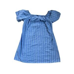 Purple Snow Off the Shoulder Ladies Blouse Light Blue with White Stripes Size L